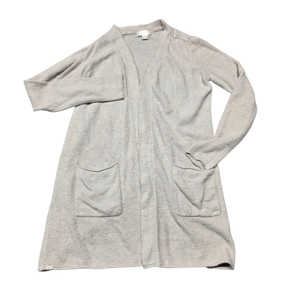 Barefoot Dreams CozyChic Lite Island Cardigan Women Small Beige Nylon Rayon Knit